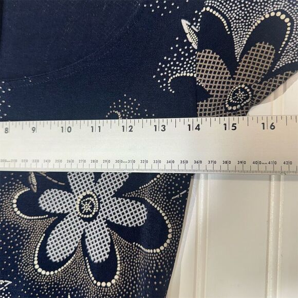 Y2K Knapp Studio Floral Mini Dress S Navy Cap Sleeve Made in USA Retro Grunge - Picture 3 of 7